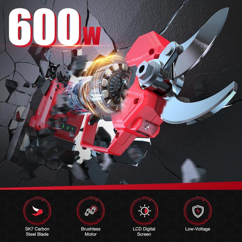 ohyes Pruning Shears Max 1.5IN Cutting Diameter Compatible with Milwaukee 18V Battery Packs with LCD Display SK7 Blade For Gardening & Tree Pruning(Battery not included) - Image 2